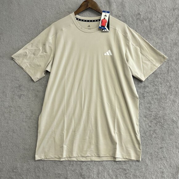 NEW Adidas Men's L Beige Regular Fit Active T Shirt Short sleeve - Picture 1 of 8